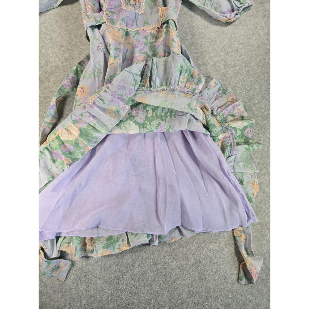Jody of California Dress Womens XS Purple Vintage 70s Floral Prairie Cottagecore - Picture 11 of 16